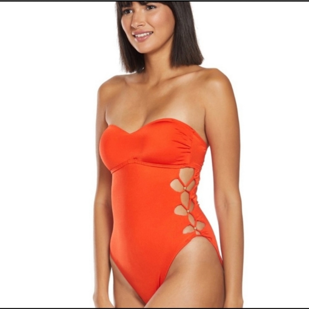 Kenneth Cole Solid Attitude Bandeau One Piece